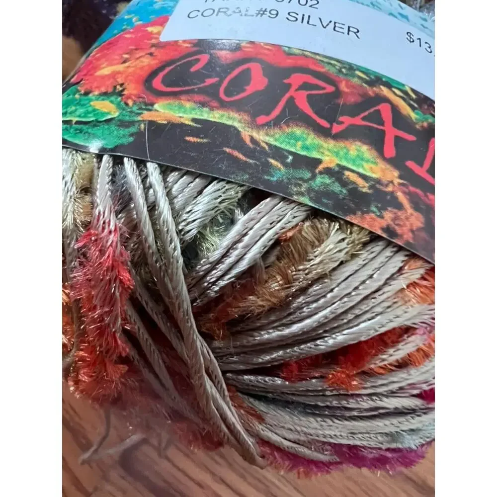 Coral Ribbon Yarn Lot of 2 | Novelty Ladder Yarn for Fiber Art
